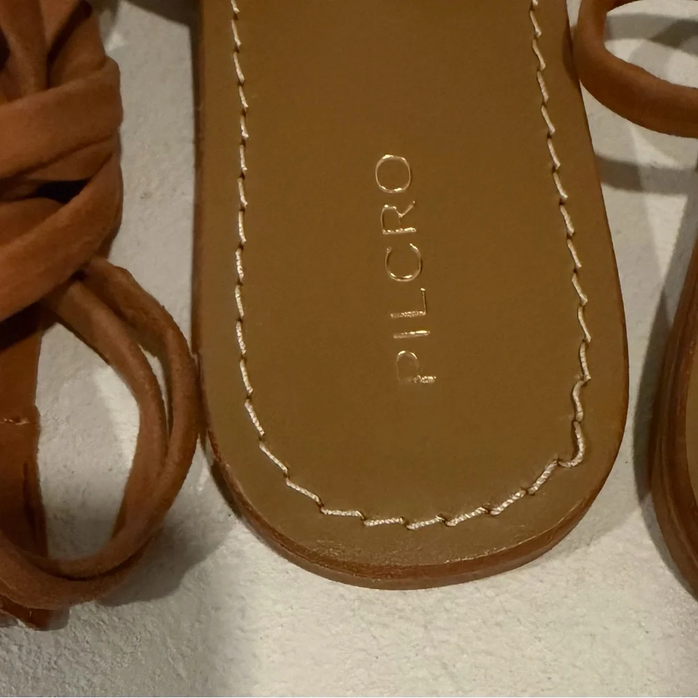 Anthropologie Pilcro Tie Up Sandals sz 8 Brown Flats Tassle NWT - Picture 10 of 10